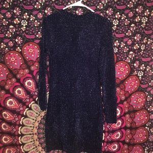 Long - Sleeve Fitted Navy Mini Dress